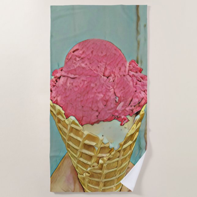 Eiscreme Geburtstagsgeschenk Strandtuch (Vorderseite)