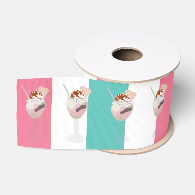 Eiscreme Geburtstagspartei personalisiert Ripsband (Spule)