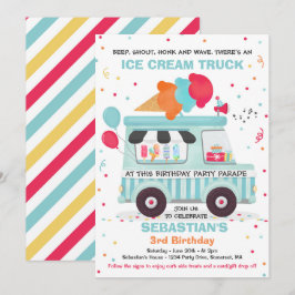 Eiscreme Geburtstagsparty Drive by Birthday Parade Einladung