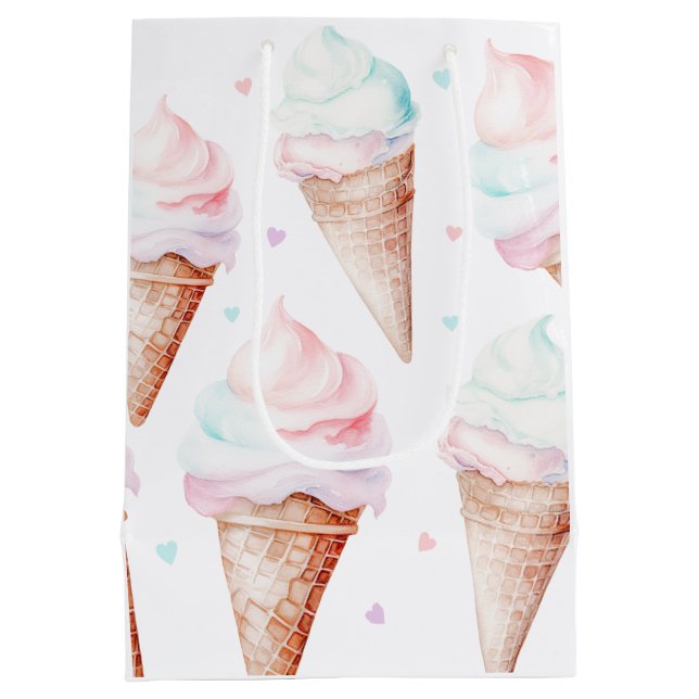 Eiscreme Geburtstagsparty Mittlere Geschenktüte (Rückseite)