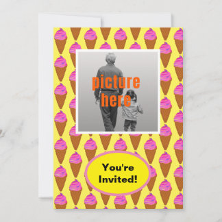 Eiscreme Gelb Rosa Braun Geburtstagsfeier Einladung