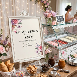 Eiscreme-Geschmacksrichtungen Bridal Shower Bar  Poster