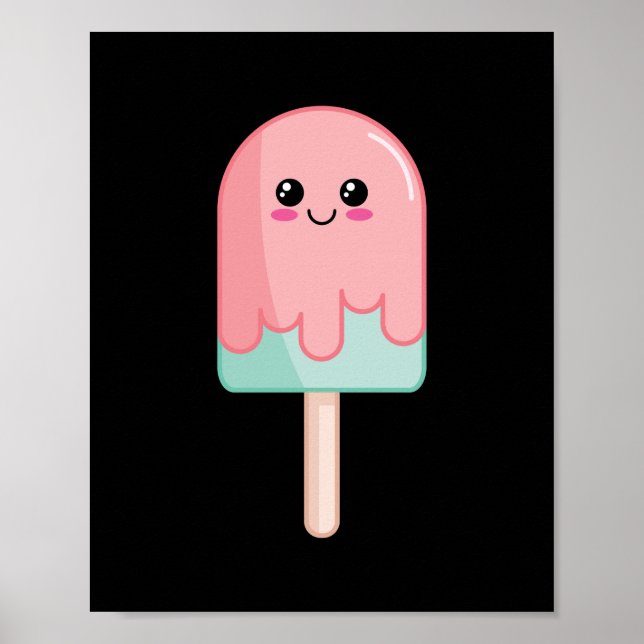 Eiscreme-Gesicht Kawaii Küche Kunst Poster (Vorne)
