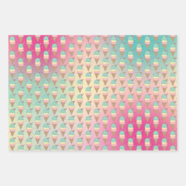 Eiscreme-Glitzer Sprinkles Geburtstag Geschenkpapier Set