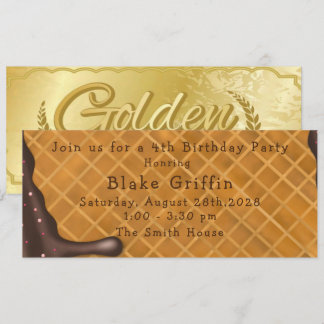 Eiscreme Golden Ticket Einladung zum Geburtstag