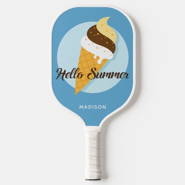 Eiscreme Hallo individuelle Name & Farbe Pickleball Schläger (Vorderseite)