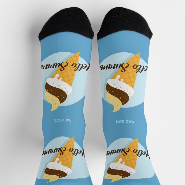 Eiscreme Hallo individuelle Name & Farbe Socken (Oben)