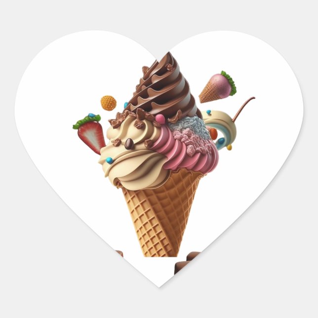 Eiscreme Herz-Aufkleber (Vorderseite)