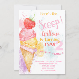 Eiscreme hier ist die Scoop 2. Geburtstagseinladun Einladung