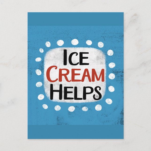 Eiscreme hilft Postkarte (Vorderseite)