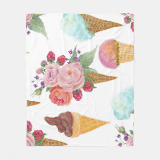 Eiscreme, Himbeeren: Aquarellmuster. Fleecedecke