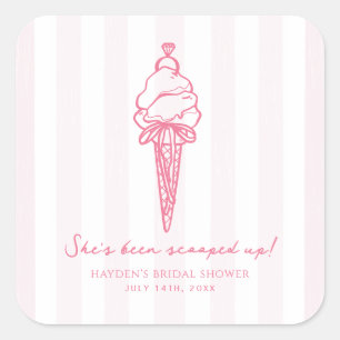 Eiscreme-Hochzeits-Engagement Quadratischer Aufkleber