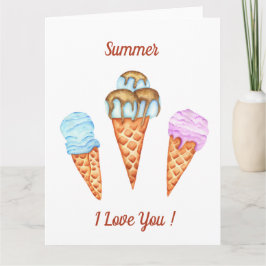 Eiscreme I Liebe Sie Niedlichen Sommer Karte
