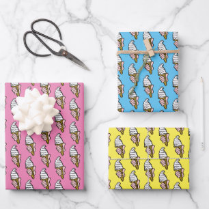 Eiscreme-Illustration All-Over-Muster Geschenkpapier Set