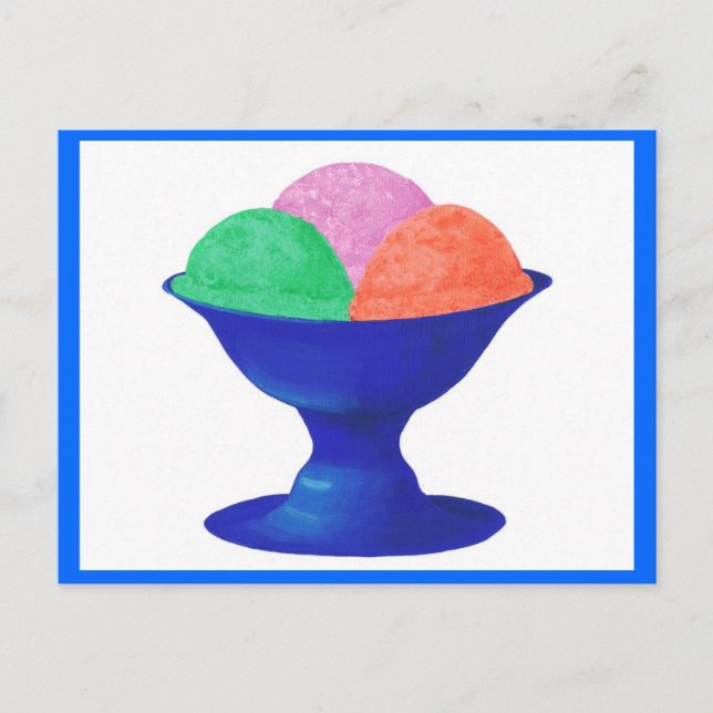 Eiscreme in blauen Schüsseln Party Einladungen Pos (Vorderseite)