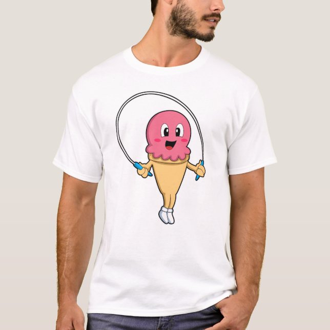 Eiscreme in Fitness mit Seile T-Shirt (Vorderseite)