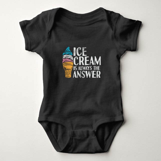Eiscreme ist immer die Antwort Baby Shower Gag Baby Strampler (Vorderseite)