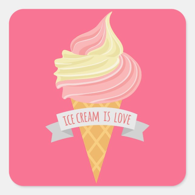 Eiscreme ist Liebe Wortart Food Aufkleber (Vorderseite)
