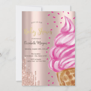 Eiscreme-Kegel-Konfetti-Süßigkeiten-Baby-Party Einladung