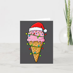 Eiscreme-Kegel-Weihnachtslichter-Santa-Hut-Essen-X Karte