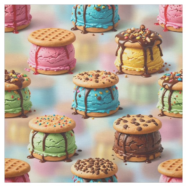 Eiscreme-Keks-Sandwiches Nahtloser Stoff (Muster)