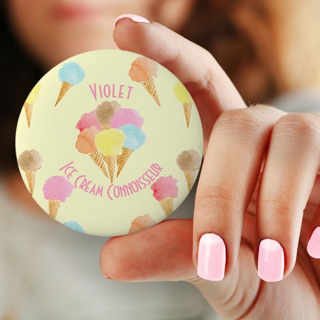 Eiscreme-Kenner Pastell Personalisiert Button (Pin Button Badge for ice cream connoisseur)