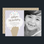Eiscreme-Kids Foto Geburtstagsparty Einladung<br><div class="desc">Eine skurrile Kindergeburtstag-Party Einladung mit handgezogenen,  tropfenden Eistüten mit Regenbogensprinklen und Foto von Kind. Der gesamte Text ist anpassbar,  sodass Sie Schriftart,  Farbe,  Nachricht und Platzierung leicht ändern können,  um ihn wirklich einzigartig zu machen.</div>