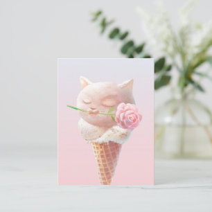 Eiscreme Kitty - Rosy & Dreamy Ankündigungspostkarte