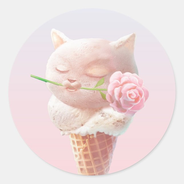 Eiscreme Kitty - Rosy & Dreamy Runder Aufkleber (Vorderseite)