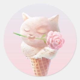 Eiscreme Kitty - Rosy & Dreamy Runder Aufkleber