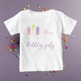 Eiscreme-Kon-Scoop Confetti Pink-Kindergeburtstag Baby T-shirt