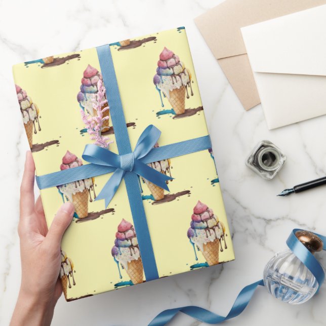 Eiscreme-Kone auf Gelb Geschenkpapier (Schenken)