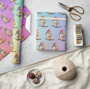 Eiscreme-Kone auf Regenbogenglanz Geschenkpapier