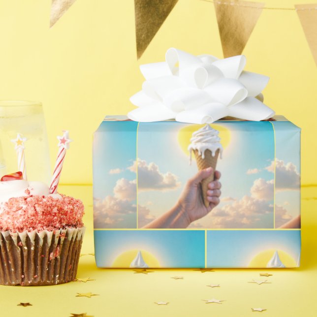 Eiscreme-Kone in heißer Sonne trinken Geschenkpapier (Geburtstagsparty)