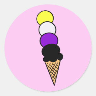 Eiscreme-Kone (LGBTQ+-Eiscreme-Stolz), nicht binä Runder Aufkleber
