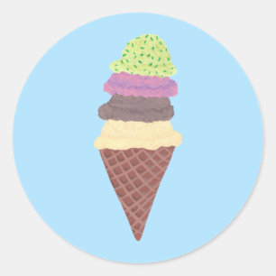 Eiscreme Kone Minze Erdbeere Schokolade Vanilla Cl Runder Aufkleber
