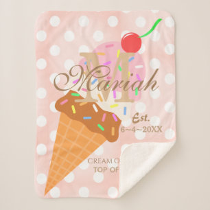 Eiscreme-Kone mit Sprinklen und Kirsche oben Sherpadecke