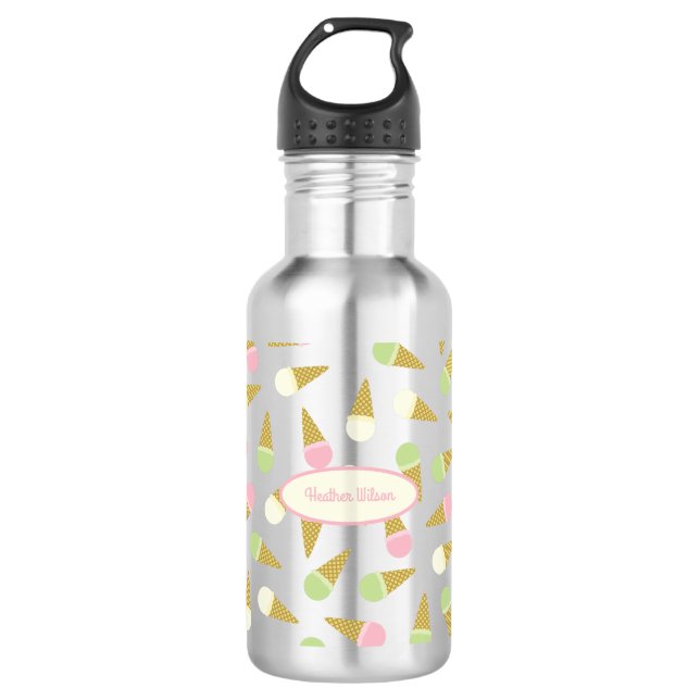 Eiscreme Kone Niedlich Kinder Wasserflasche mit Na (Vorderseite)