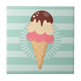 Eiscreme-Kone - Niedliche Schokolade Vanilla Minze Fliese