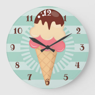 Eiscreme-Kone - Niedliche Schokolade Vanilla Minze Große Wanduhr