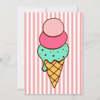 Eiscreme-Kone-Party Einladungen