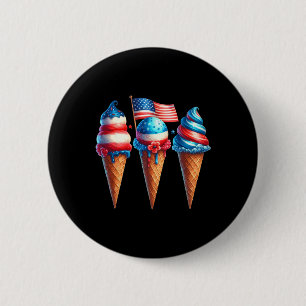 Eiscreme-Kone-Scoops für die amerikanische Flagge Button