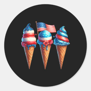 Eiscreme-Kone-Scoops für die amerikanische Flagge  Runder Aufkleber
