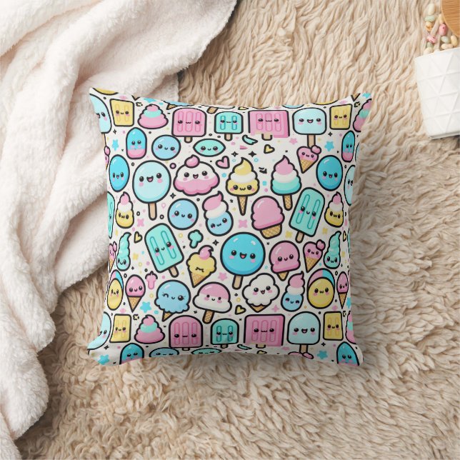 Eiscreme-Kone und Popsicle Doodles Kissen (Decke)