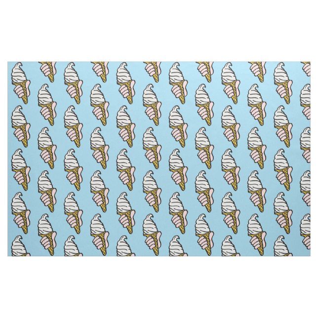 Eiscreme-Kons auf einem hellblauen Hintergrund Stoff (Fat Quarter (45,7 x 55,9 cm))