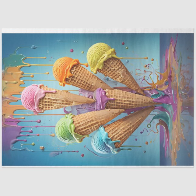 Eiscreme-Konus Pastellfarben Tissue Seidenpapier (Vorderseite)