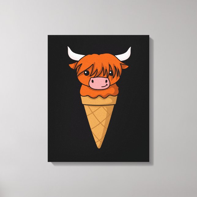 Eiscreme-Kuh spendet Funny Scottish Highland Cow Leinwanddruck (Vorderseite)