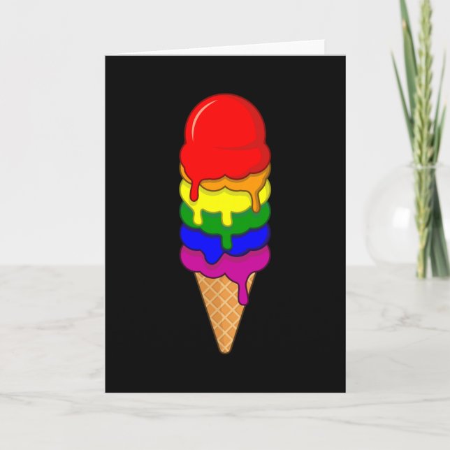 Eiscreme LGBT Monat LGBTQ Regenbogenflagge Karte (Vorderseite)