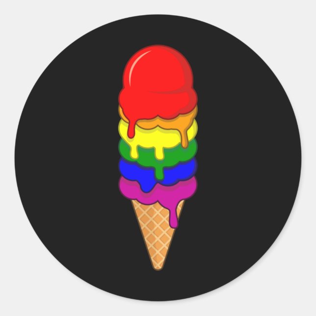 Eiscreme LGBT Monat LGBTQ Regenbogenflagge Runder Aufkleber (Vorderseite)