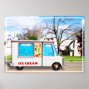 Eiscreme-LKW in der Straße Poster
